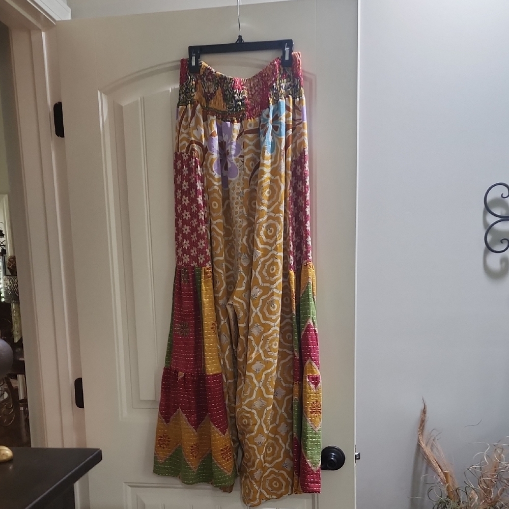 Colorful Patchwork Wide-Leg Pants